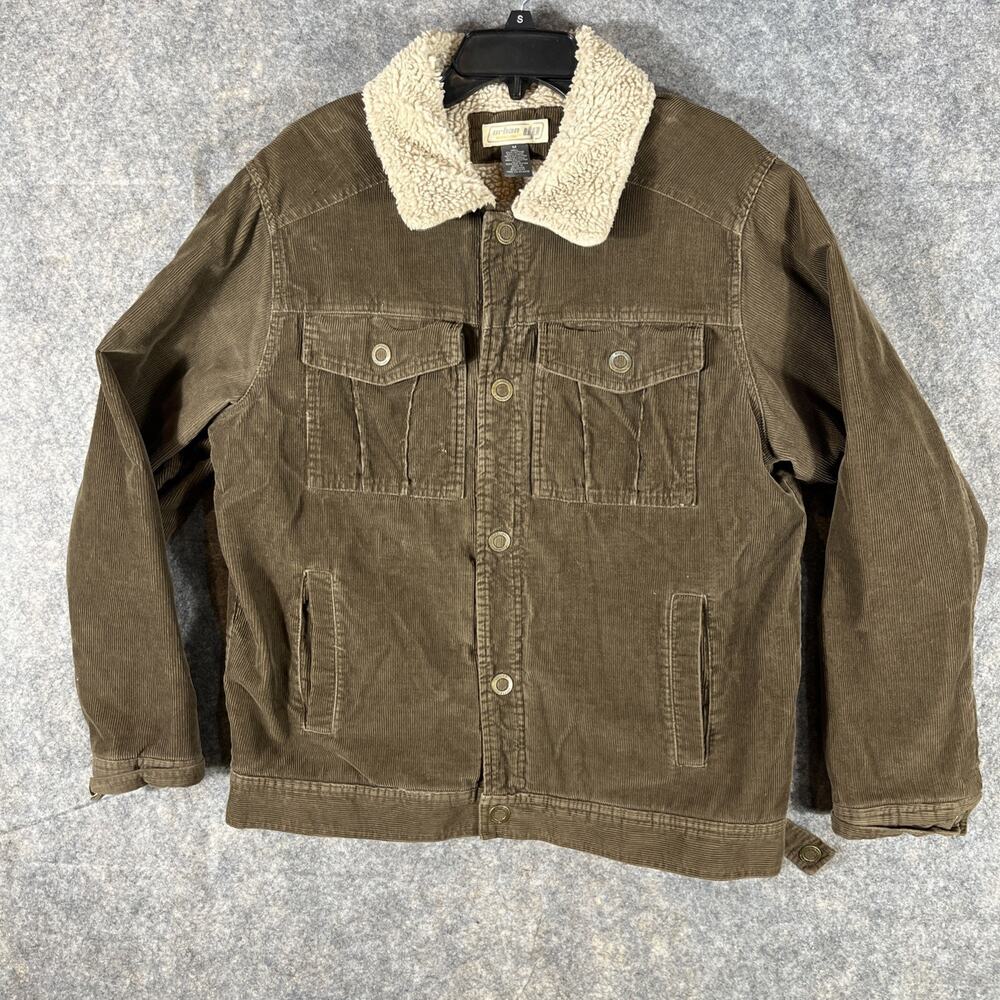 Urban Pipeline Up Corduroy Coat Sherpa Lined Full Button Brown - Size Medium